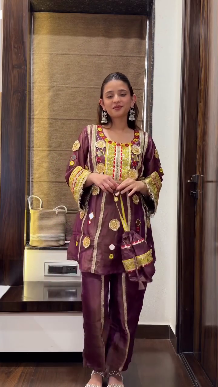 Partywear Pure Shimmer Tissue Designer Gota Patti Coord Set – Glamorous Ethnic Elegance