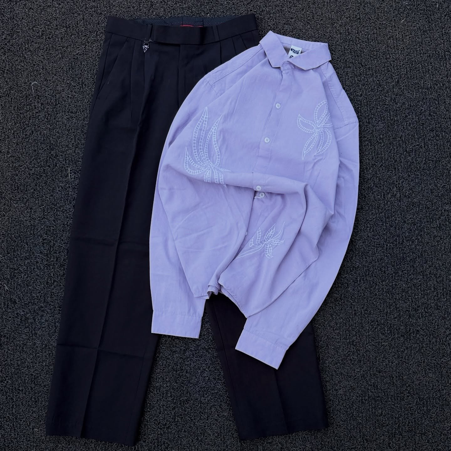 Sophisticated Heritage: Brown Embroidered Long-Sleeve Shirt with Trousers for Men