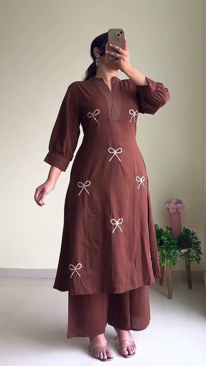 🤍 Serene Bloom: White & Teal Embroidered Kurta Set