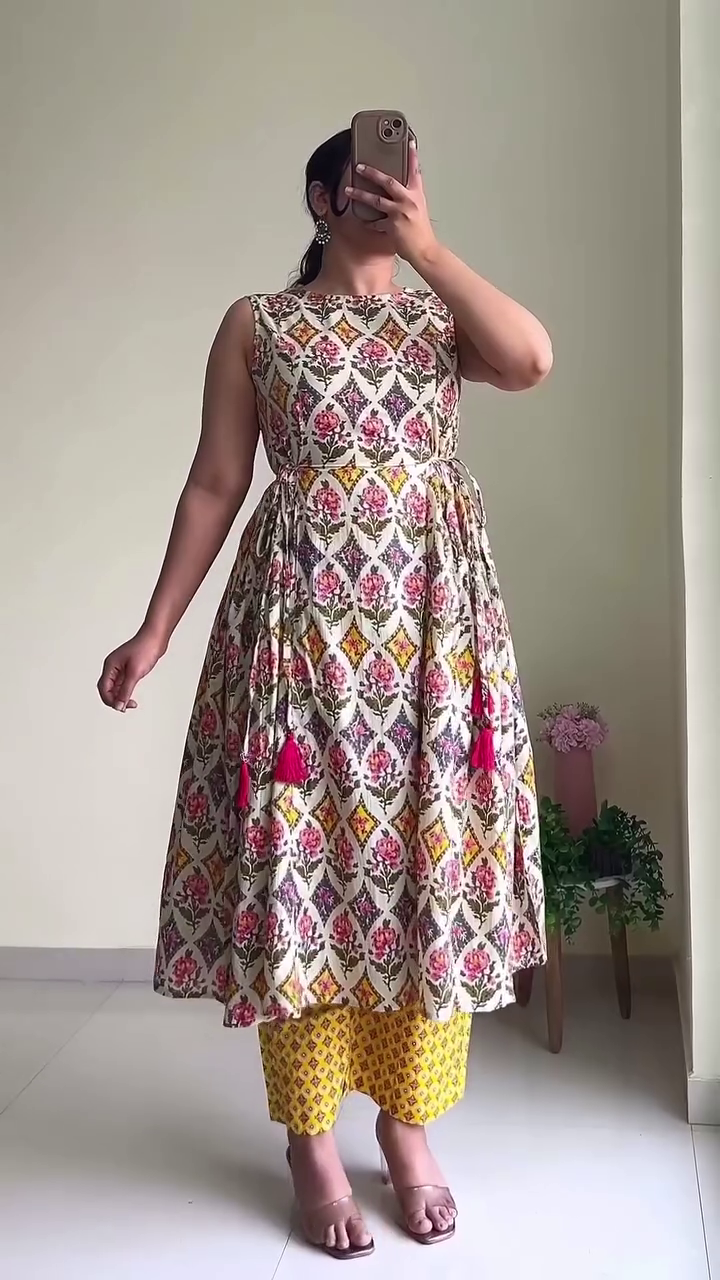 🤍 Serene Bloom: White & Teal Embroidered Kurta Set