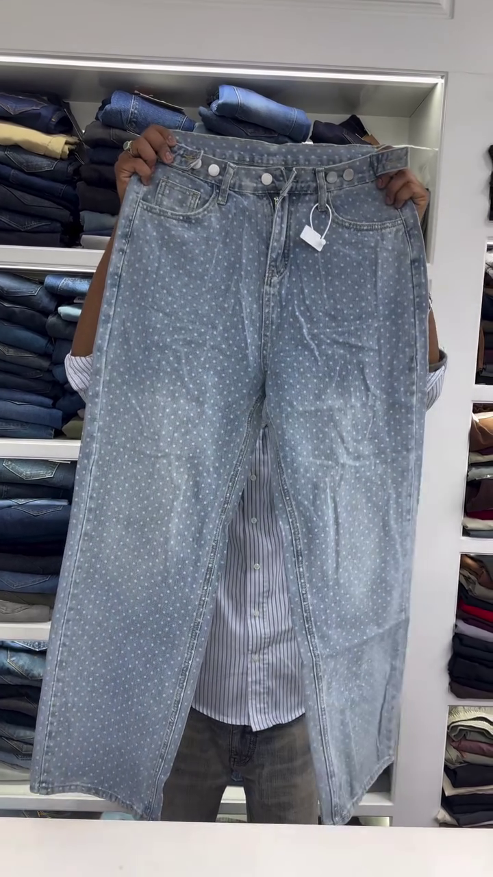 💙 Playful Street: Doodle Art Wide-Leg Denim