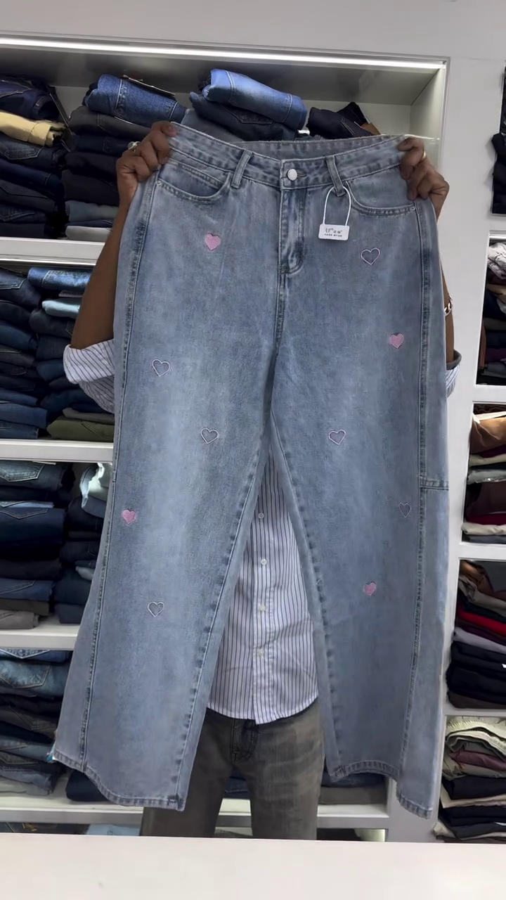 💙 Playful Street: Doodle Art Wide-Leg Denim