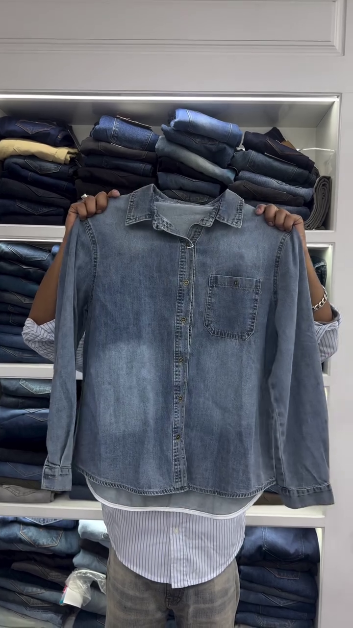 💙 Rustic Fusion: Plaid & Denim Panel Shirt