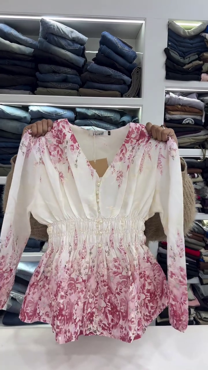 🌸 Blush Bloom: Smocked Waist Floral Top