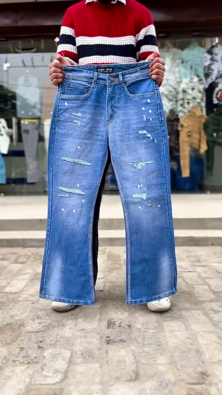 🔥 Midnight Edge: Distressed Wide-Leg Denim