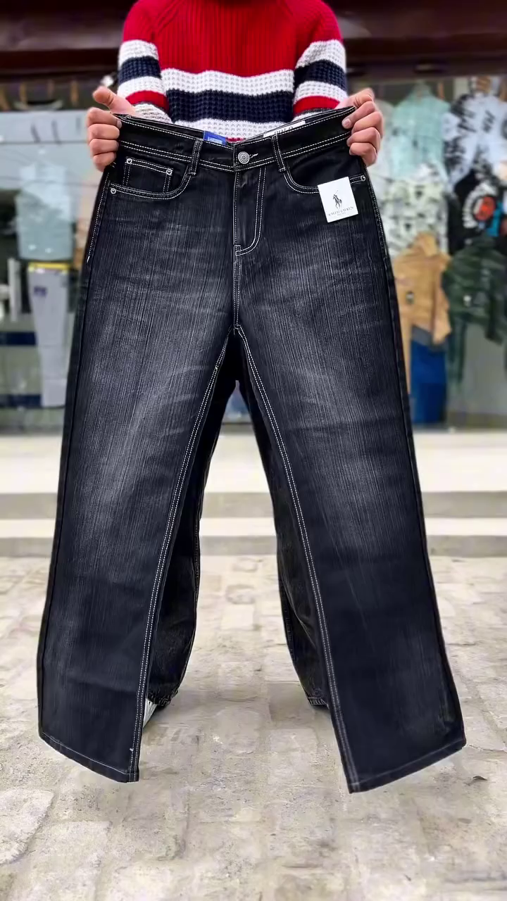 🔥 Midnight Edge: Distressed Wide-Leg Denim