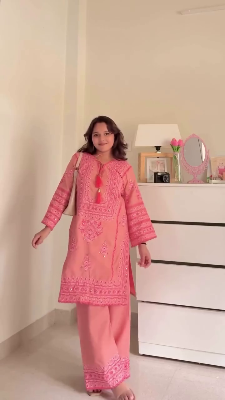 🌸 Blush Royale: Embroidered Sharara Set