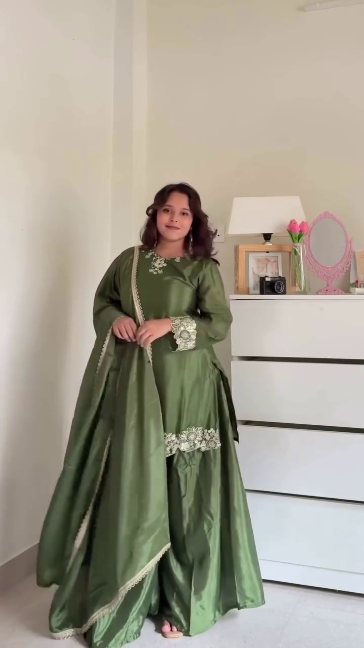 🌸 Blush Royale: Embroidered Sharara Set