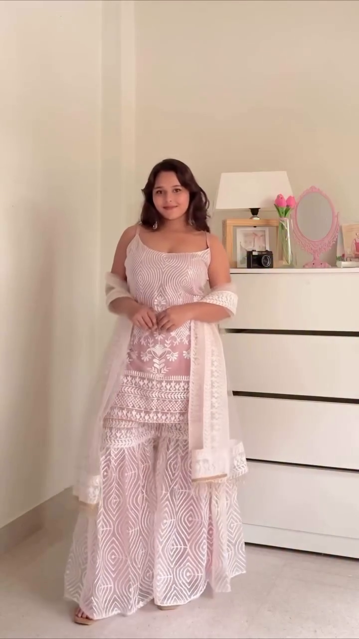 🌸 Blush Royale: Embroidered Sharara Set