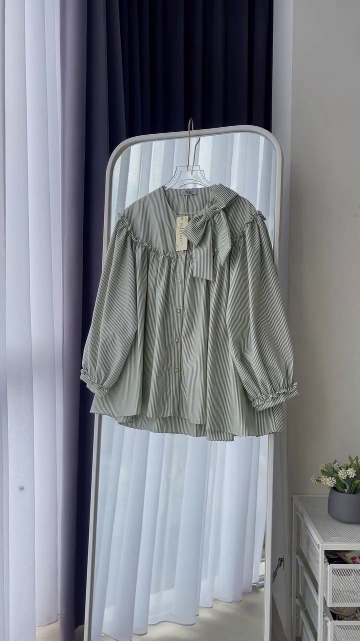 💙 Sky Charm Striped Bow Blouse – Feminine Chic Statement Top | Available in Multiple Colours, Designs & Sizes (XXS–XXL) ✨