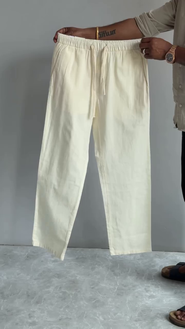 Effortless Style with Off-White Linen Blend Trousers – Lightweight Comfort Meets Modern Elegance