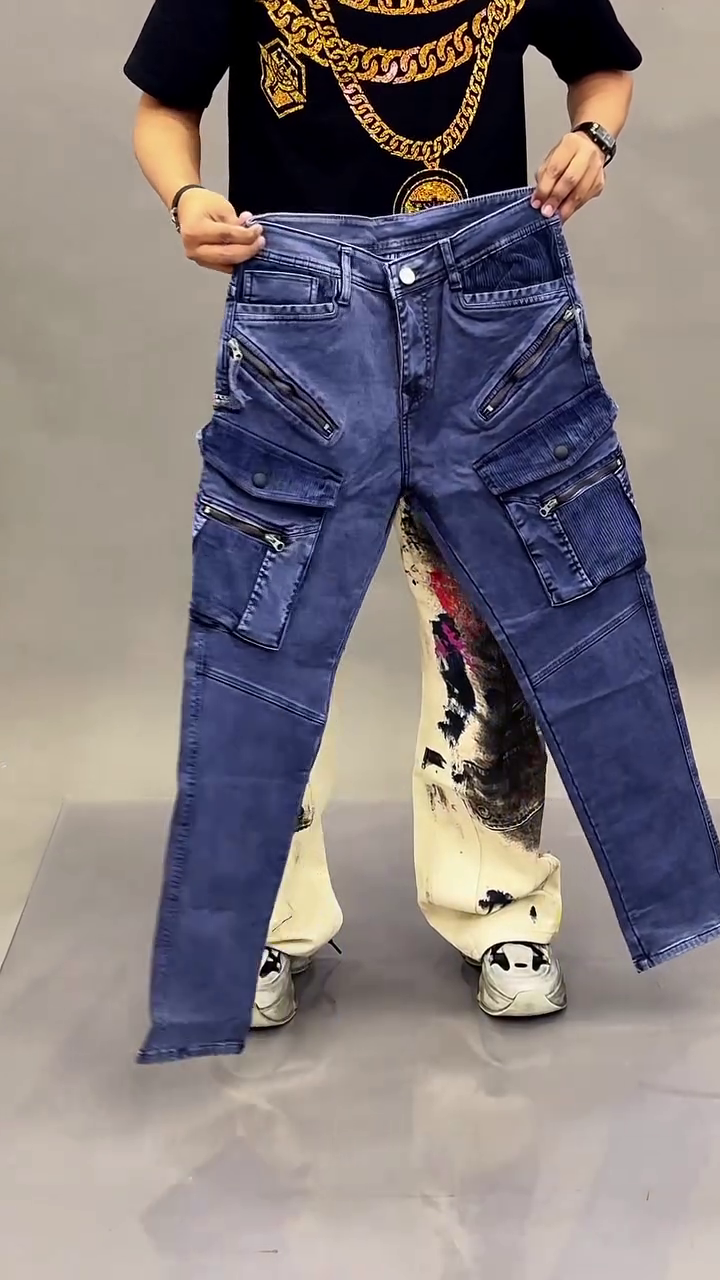 Stylish Blue Denim Cargo Jeans for Men & Women – Comfort Meets Utility