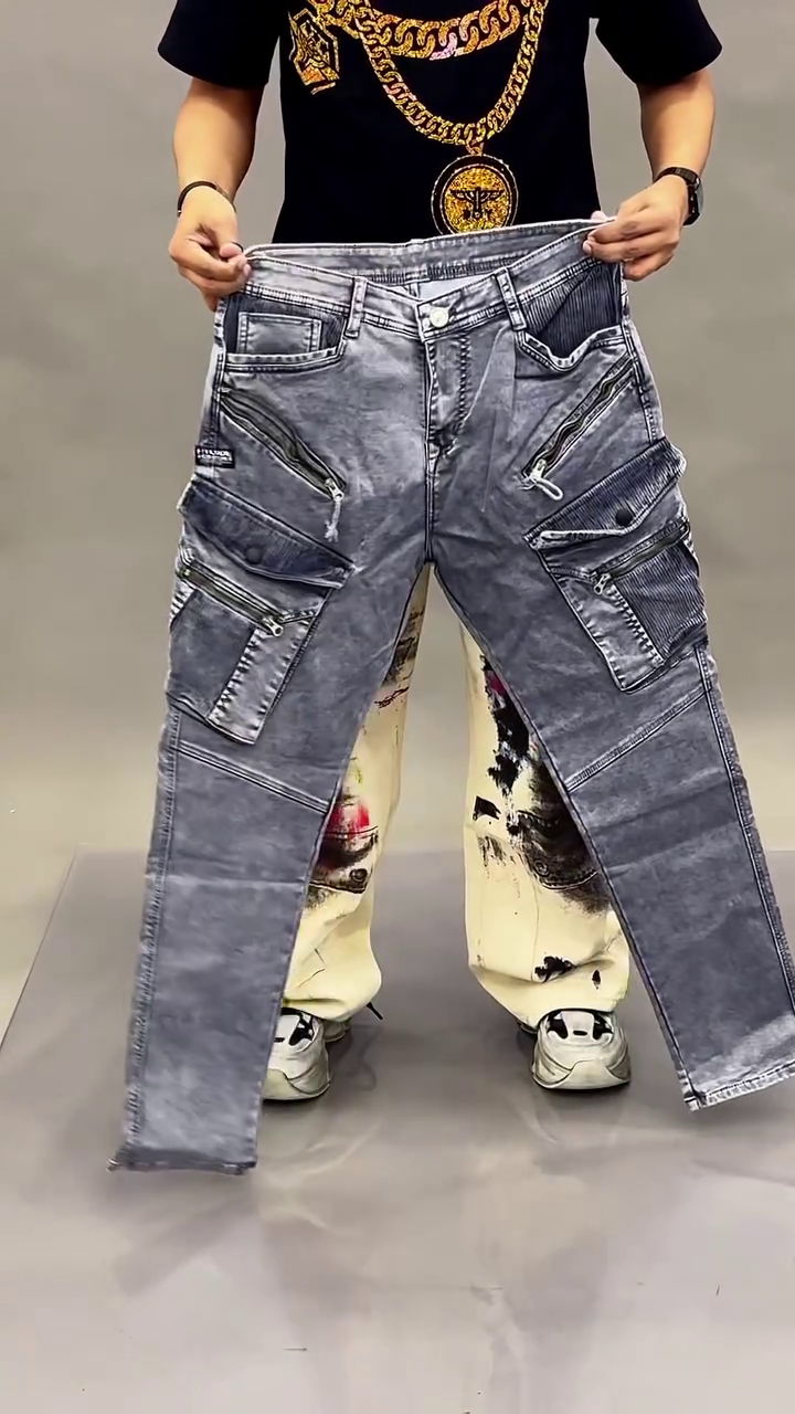 Stylish Blue Denim Cargo Jeans for Men & Women – Comfort Meets Utility