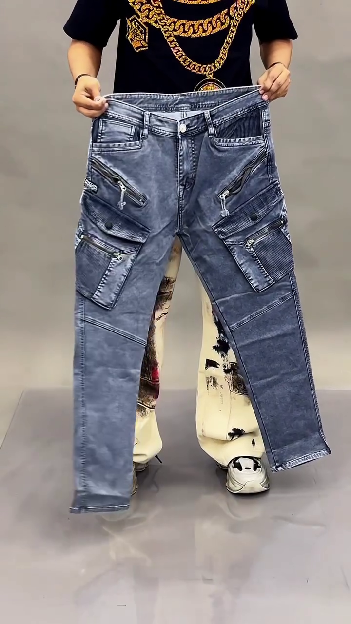 Stylish Blue Denim Cargo Jeans for Men & Women – Comfort Meets Utility