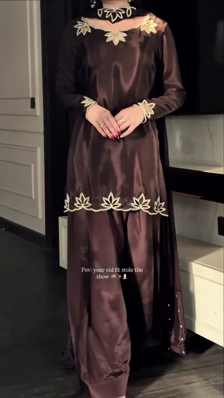 Elegant Luxury 3-Piece Suit Set with Silver Leaf Embroidery by ISRL ENTERPRISE