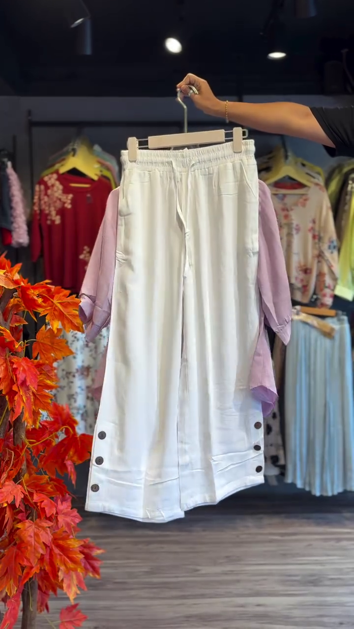 Lavender Collared Button-Down Tunic Top & Trousers Set – Soft Sophistication for Women 💜✨