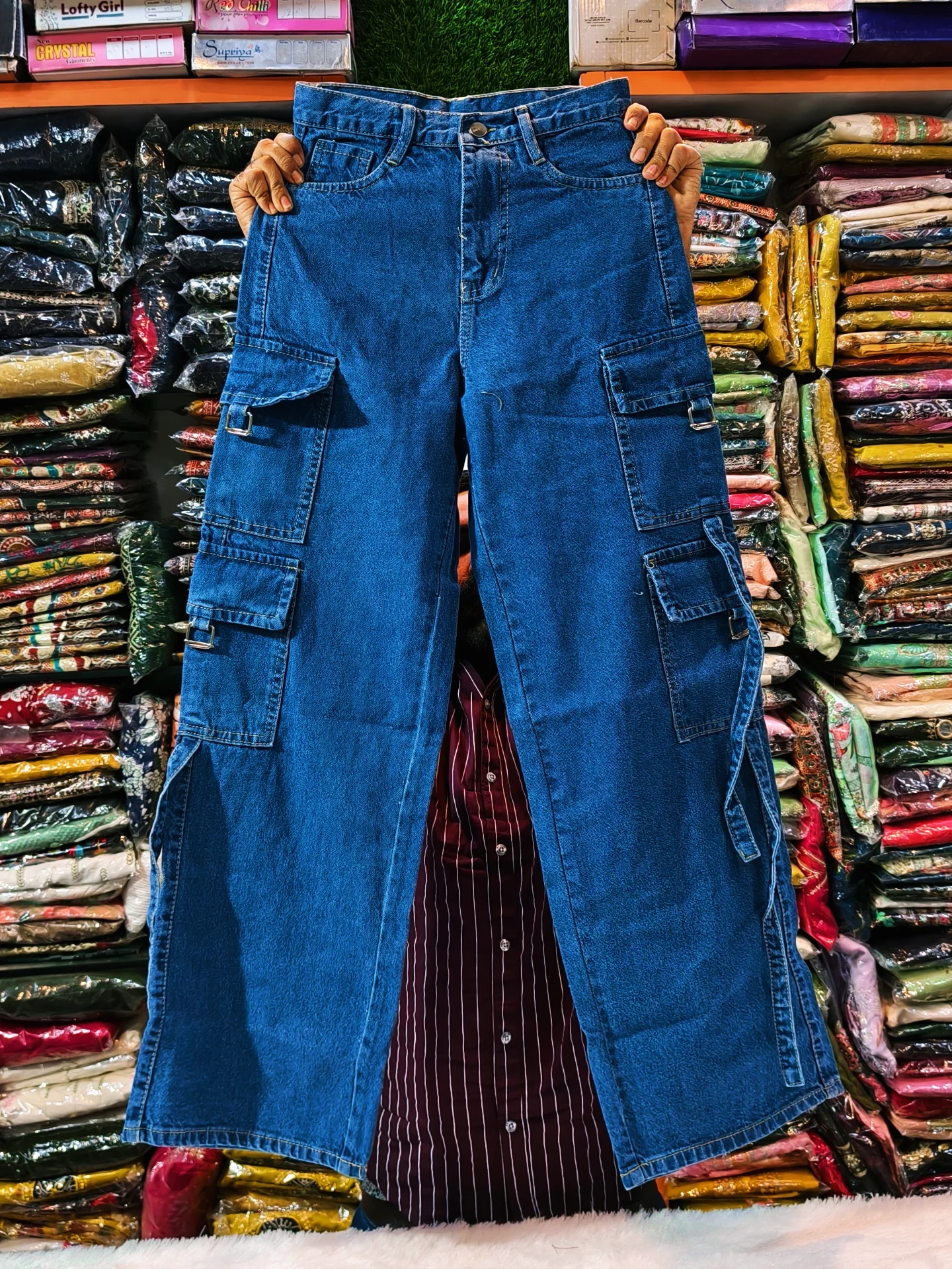 Women Cargo Jeans | High Rise Stretchable Baggy Wide Leg Denim 👖✨
