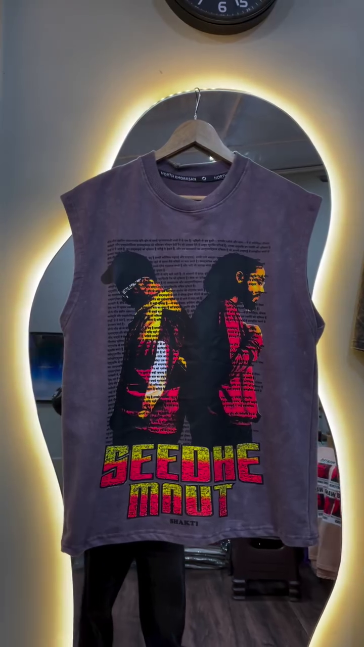 Edgy Streetwear: Graphic Sleeveless Mummy Print Oversized T-Shirt