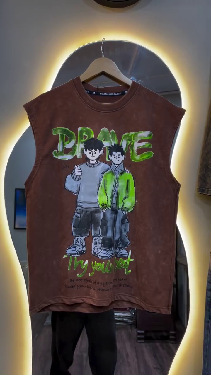 Edgy Streetwear: Graphic Sleeveless Mummy Print Oversized T-Shirt