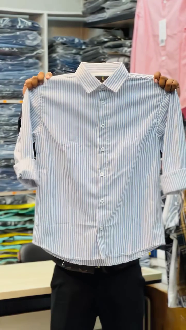 Sharp & Timeless: White Vertical Striped Formal Shirt for Men