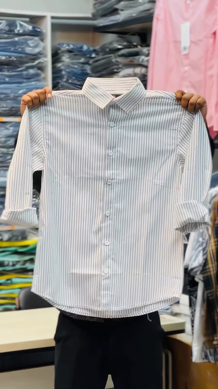 Sharp & Timeless: White Vertical Striped Formal Shirt for Men