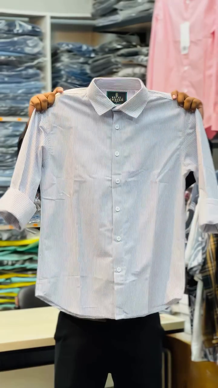 Sharp & Timeless: White Vertical Striped Formal Shirt for Men