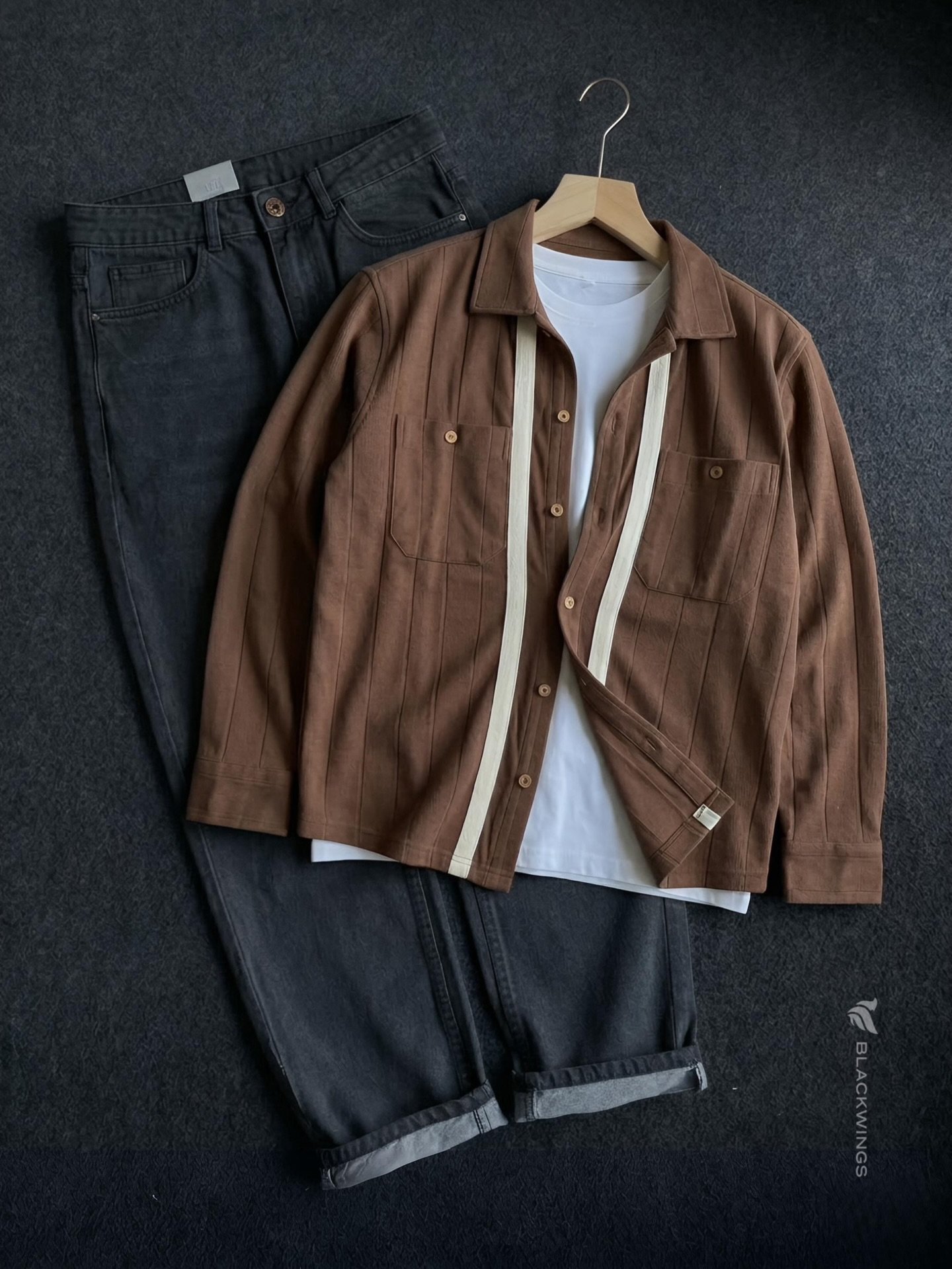 Casual Cool Combo: Green Checked Shirt with White Tee & Black Denim