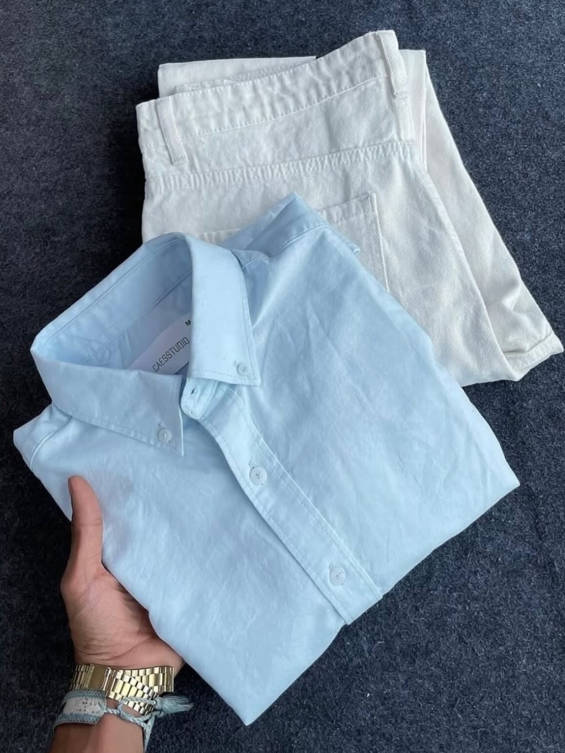 Fresh & Clean Look: Sky Blue Shirt with White Trousers Combo