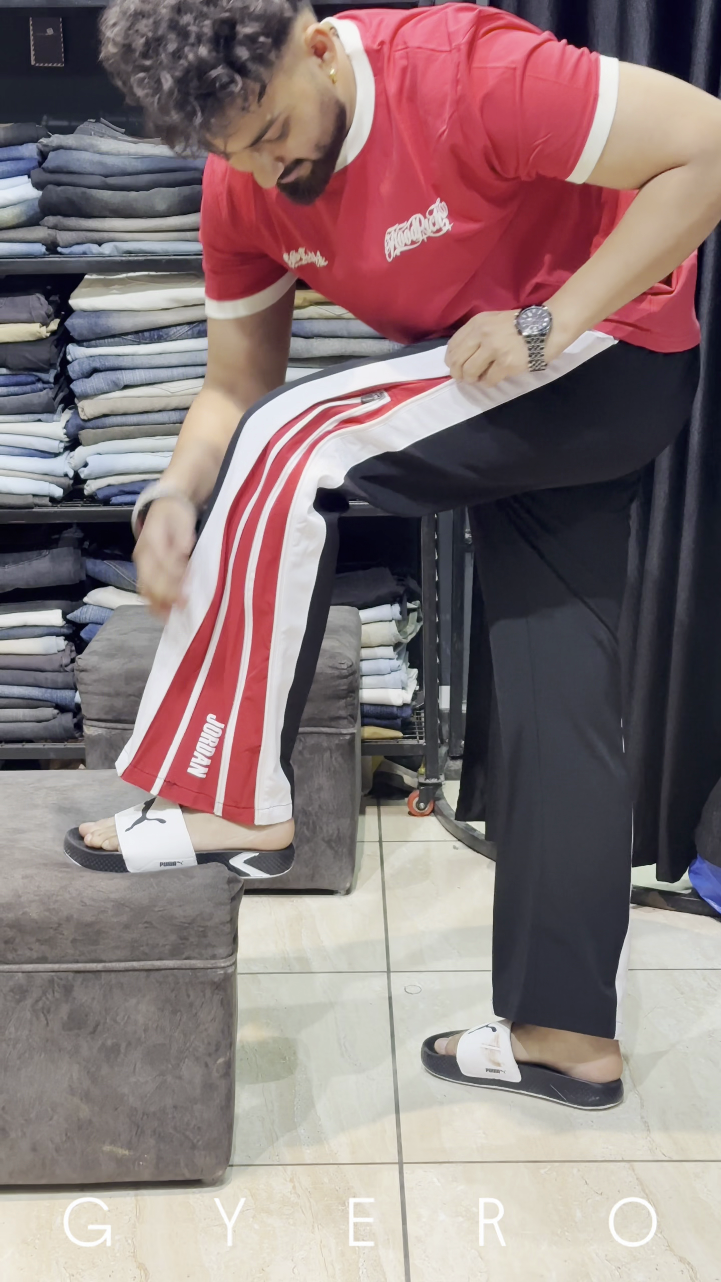 Sporty Street Style: Colorblock Track Pants with Bold Side Stripes