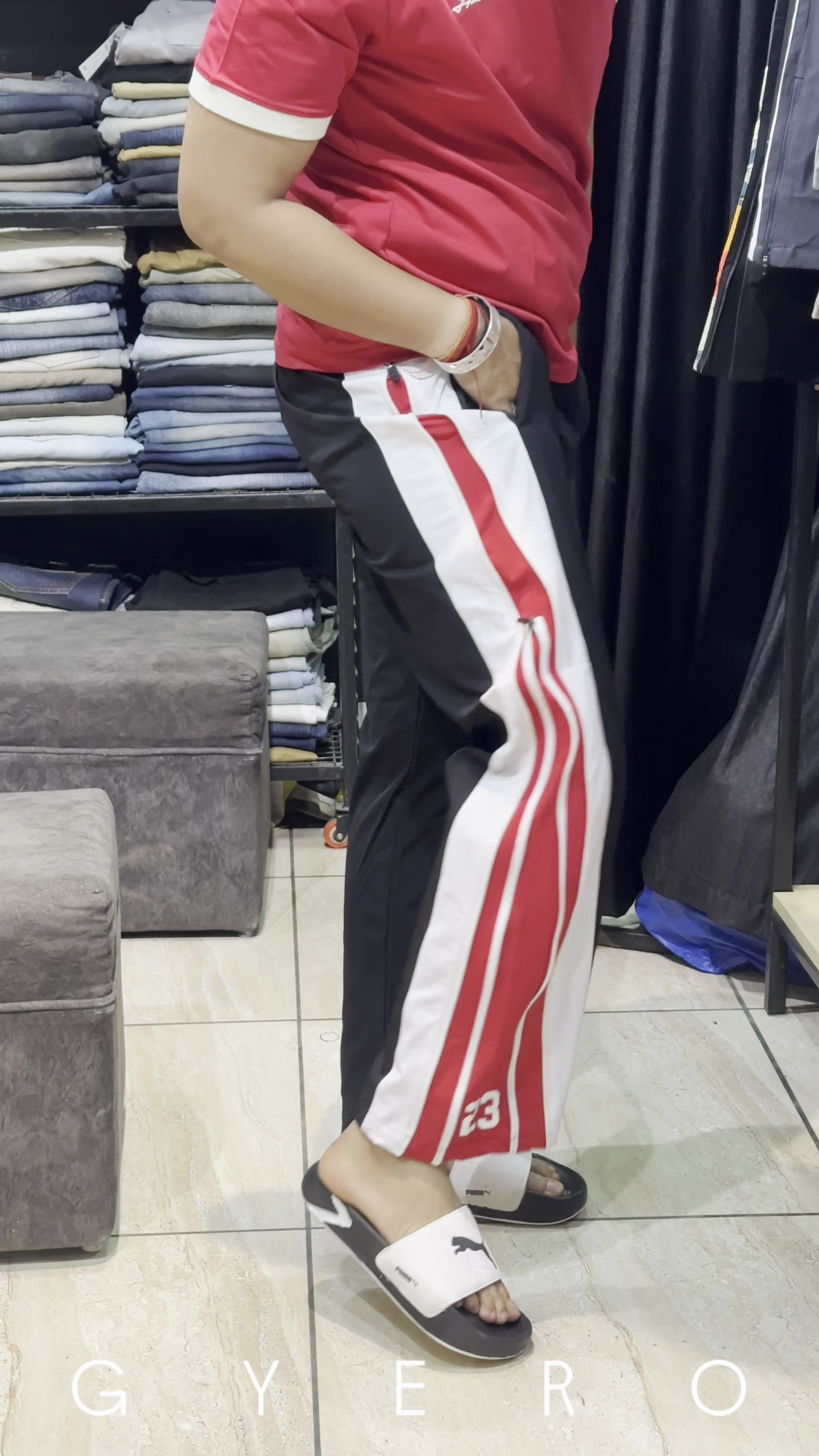 Sporty Street Style: Colorblock Track Pants with Bold Side Stripes
