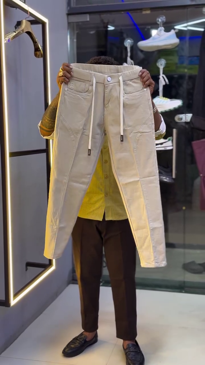 Smart Comfort: Premium Beige Drawstring Trousers for Everyday Style