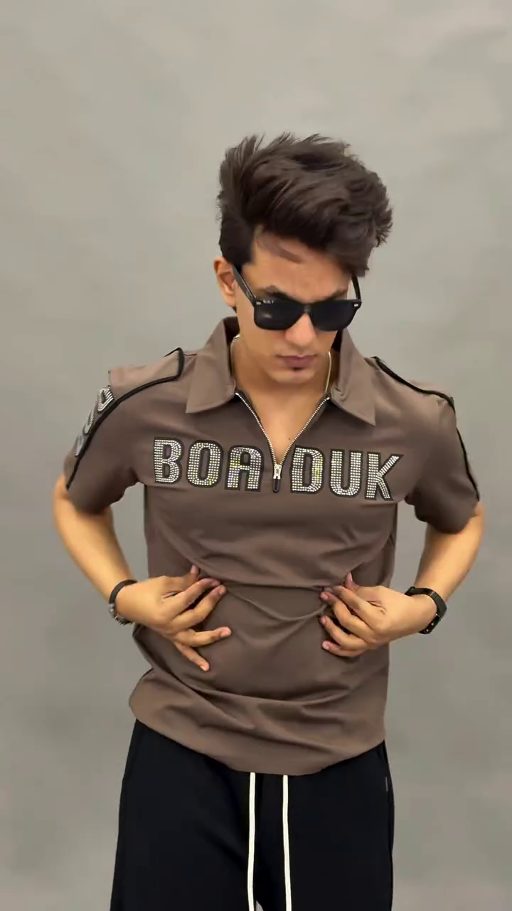 Sporty & Bold: BOA DUK Graphic Zip Polo T-Shirt