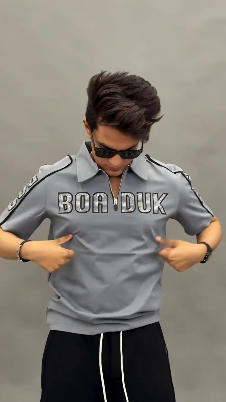 Sporty & Bold: BOA DUK Graphic Zip Polo T-Shirt