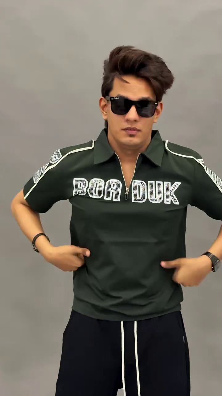Sporty & Bold: BOA DUK Graphic Zip Polo T-Shirt