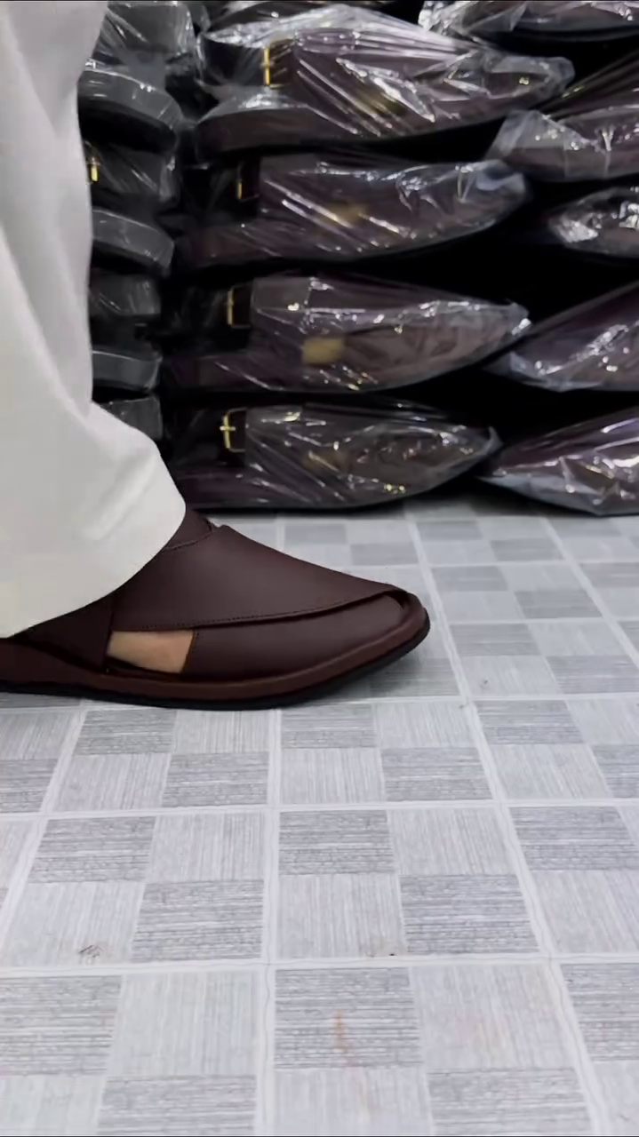 Handmade Dark Brown Leather Peshawari Sandals with Classic Buckle – Only ₹149
