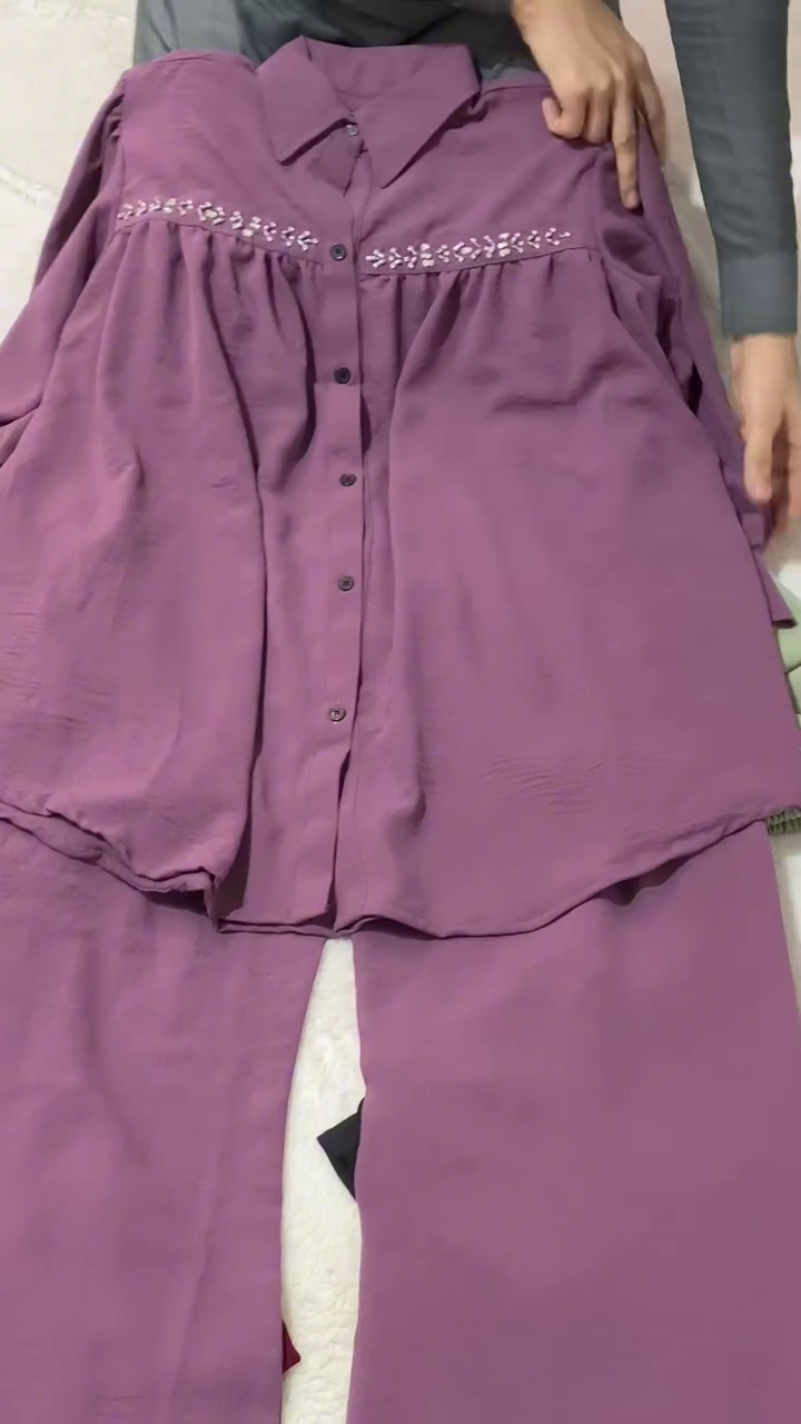 women’s Purple Co-Ord Set with Embroidered Shirt & Matching Trousers – Premium Style at Just ₹149
