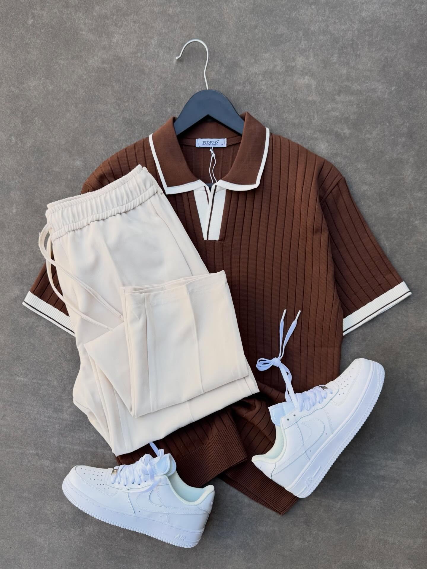 Men’s Maroon Ribbed Zipper Polo with White Sweatpants – Premium Casual Combo at Just ₹149