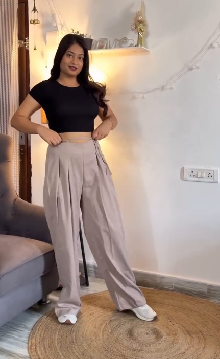 Relaxed Elegance Redefined: KOTTY High-Rise Wide Leg Trousers at Just ₹149